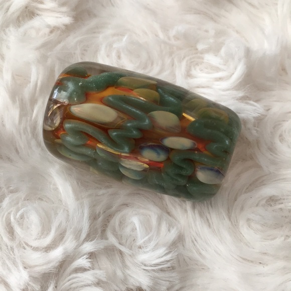 🧿✨ Hand Blown Glass DreadLock Focal Bead hippie deadhead OOAK inside out heavy - Picture 3 of 8